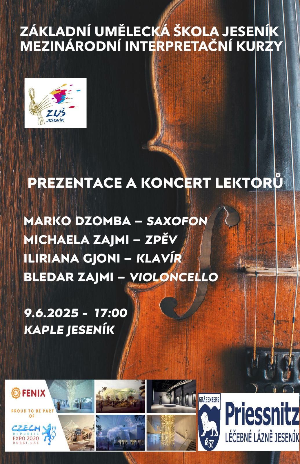Koncert lektorů Mezinárodních interpretačních kurzů ZUŠ Jeseník