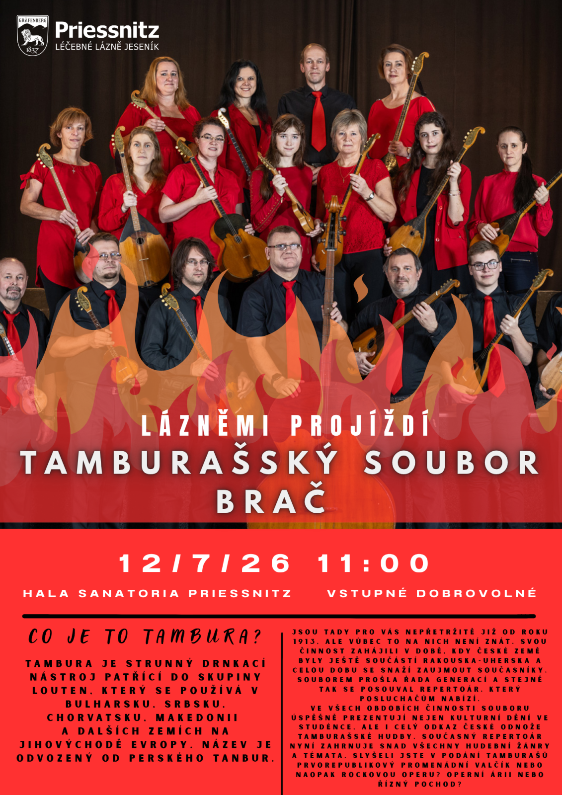LÁZNĚMI PROJÍŽDÍ TAMBURAŠSKÝ SOUBOR BRAČ