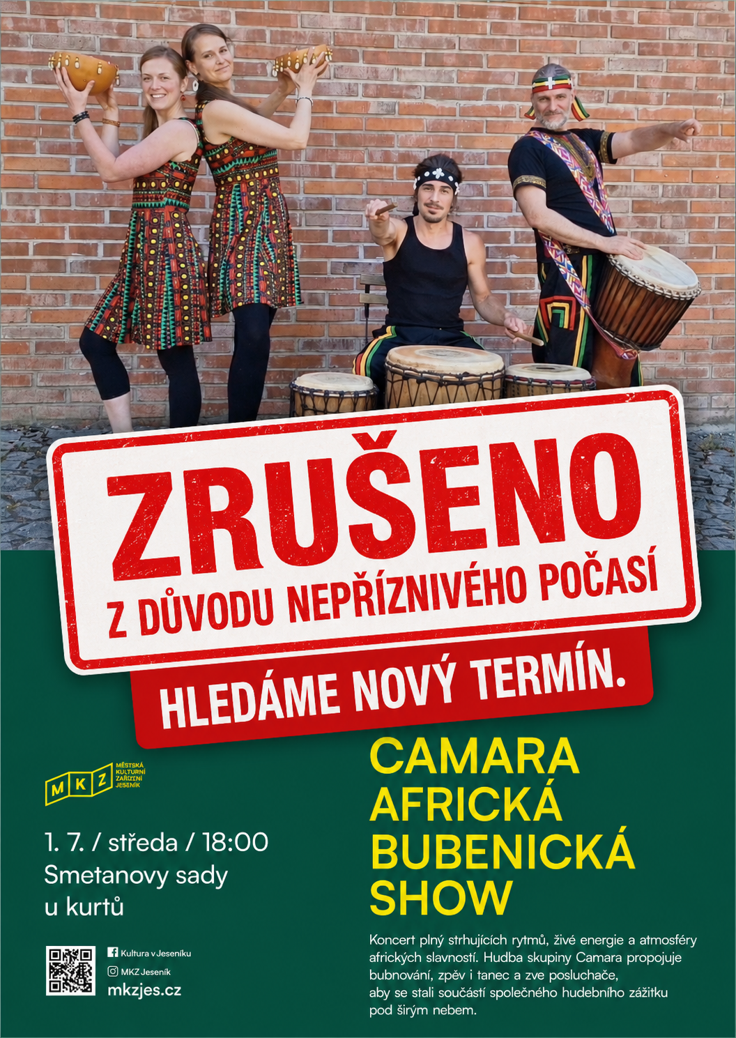 ZRUŠENO: HUDBA V PARKU: CAMARA – AFRICKÁ BUBENICKÁ SHOW